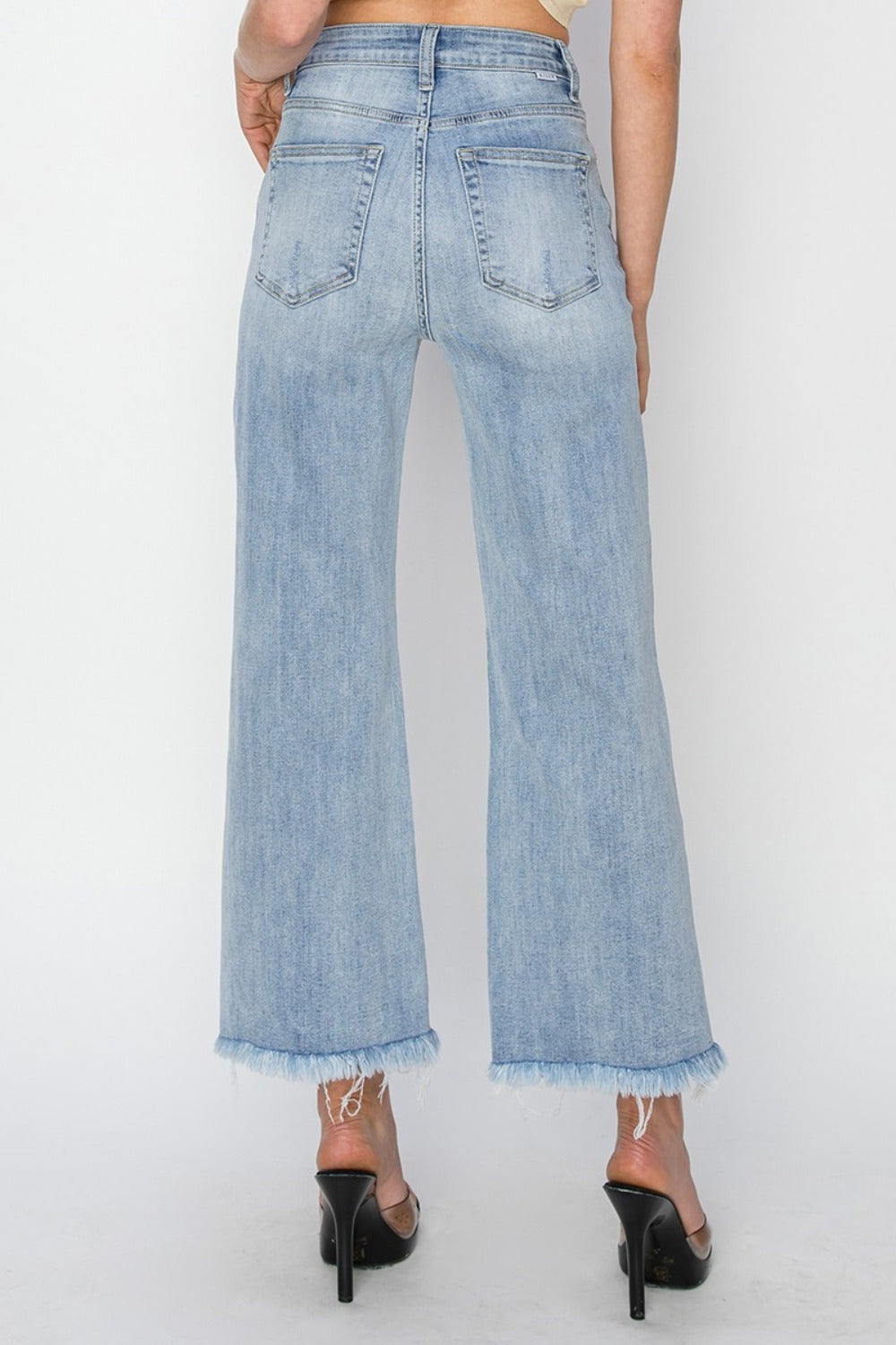 Eila High Rise Crop Wide Fray Hem Jeans