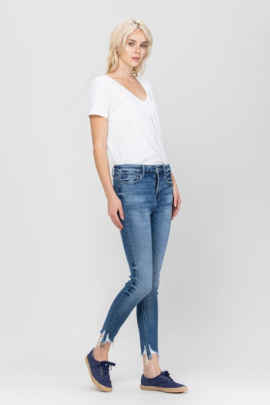 Vervet High Rise Ankle Skinny Hem Detail