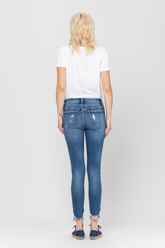 Vervet High Rise Ankle Skinny Hem Detail