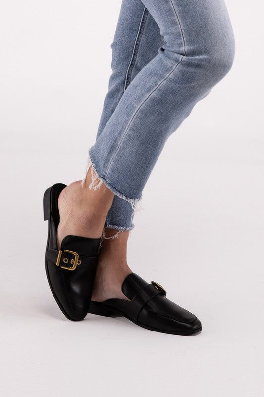 Morris Buckle Backless Slides Loafer Shoes