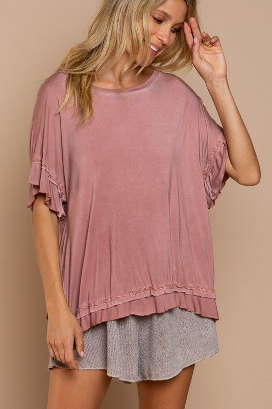 Ruffle Overlay Knit Top