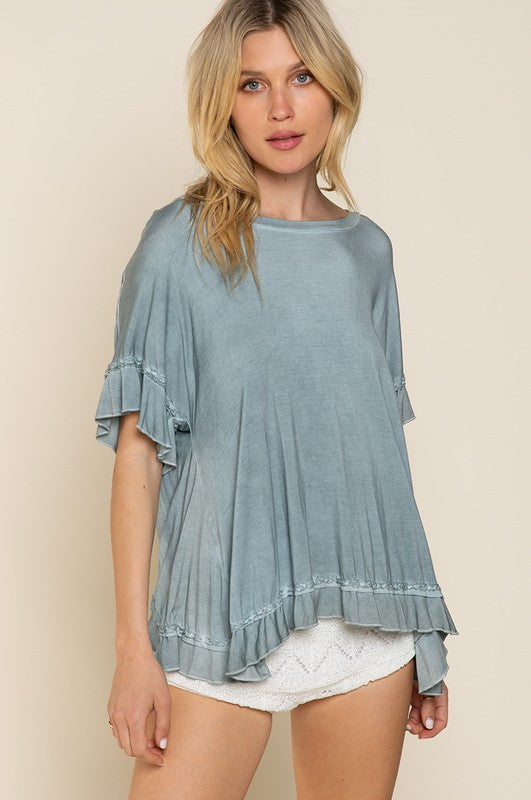 Ruffle Overlay Knit Top