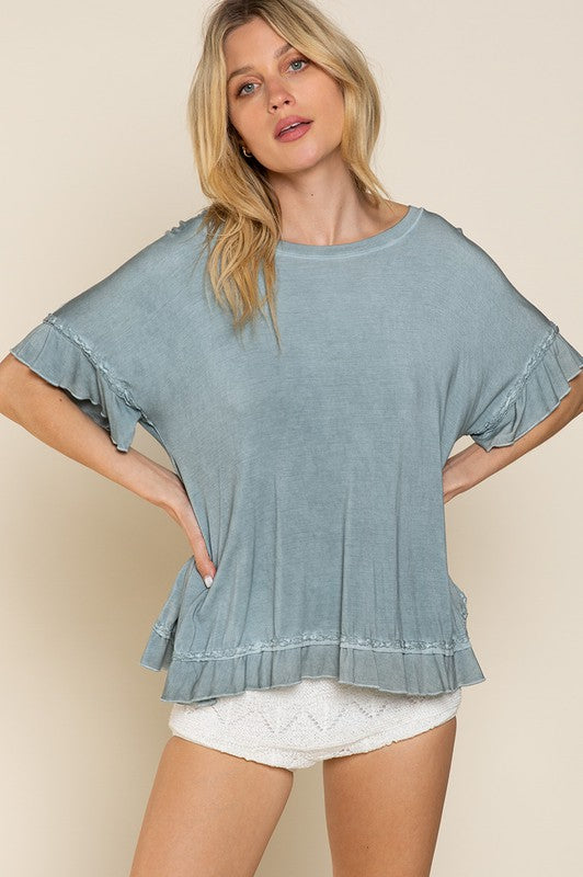 Ruffle Overlay Knit Top