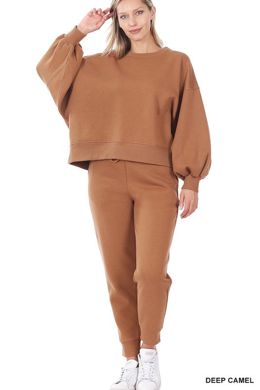 Adley Balloon Sleeve Sweatshirt & Sweatpants Set