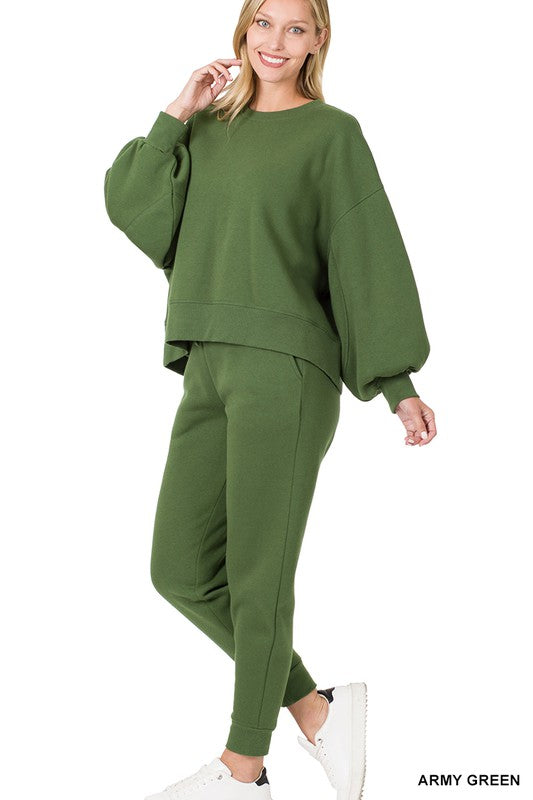 Adley Balloon Sleeve Sweatshirt & Sweatpants Set