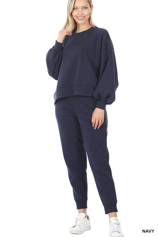 Adley Balloon Sleeve Sweatshirt & Sweatpants Set