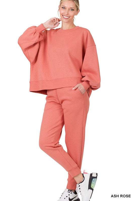 Adley Balloon Sleeve Sweatshirt & Sweatpants Set