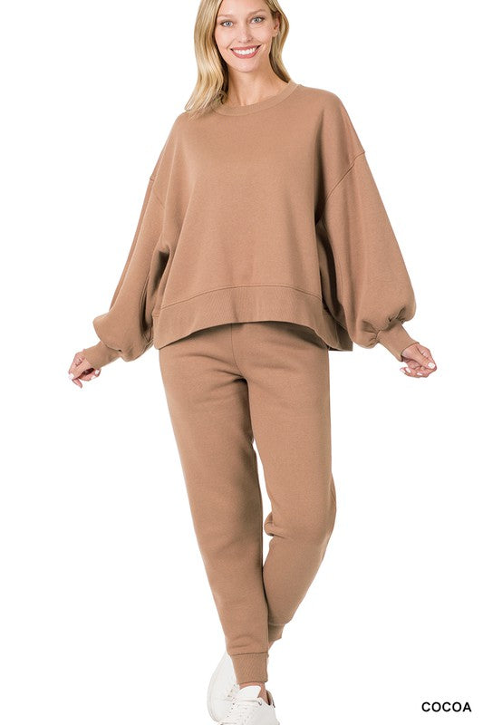 Adley Balloon Sleeve Sweatshirt & Sweatpants Set