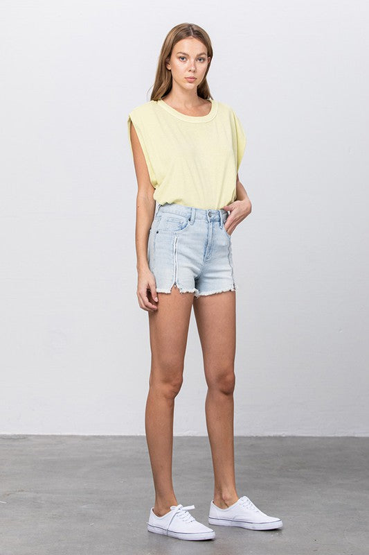 Cleo Light Wash Cutoffs