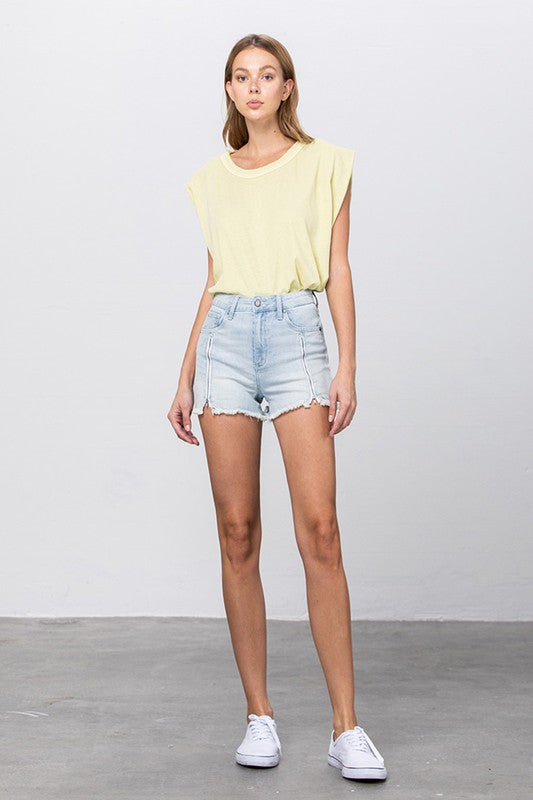 Cleo Light Wash Cutoffs