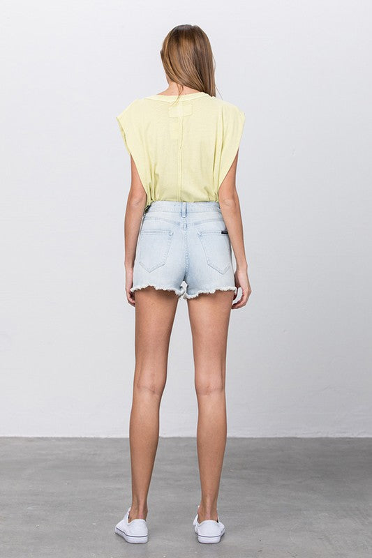 Cleo Light Wash Cutoffs