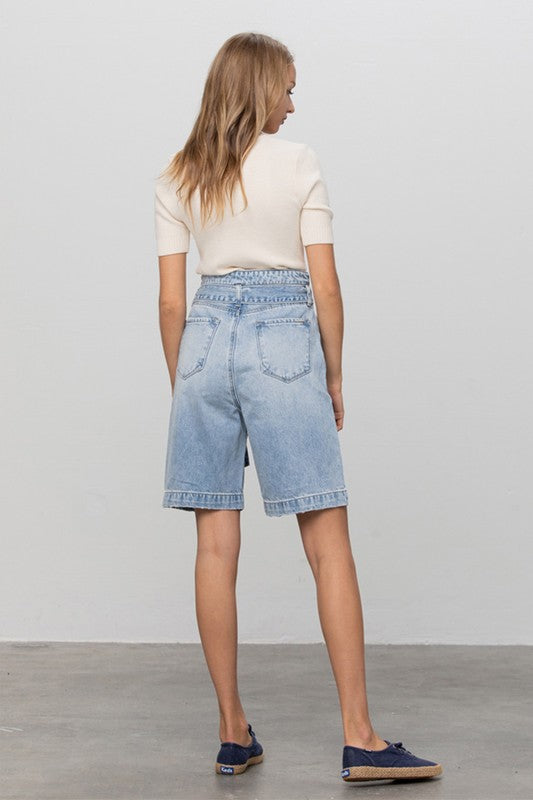 Mia Self Belted Bermuda Denim Shorts