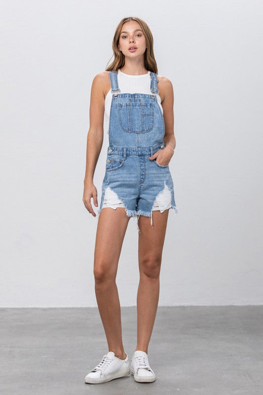 Distressed Zola Overall Shorts