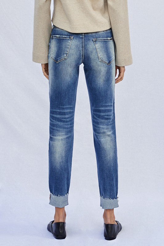 Kancan Raw Hem Boyfriend Jeans