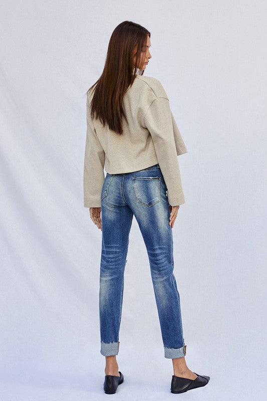 Kancan Raw Hem Boyfriend Jeans