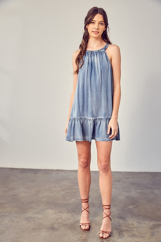 Karla Shirred Halter Dress