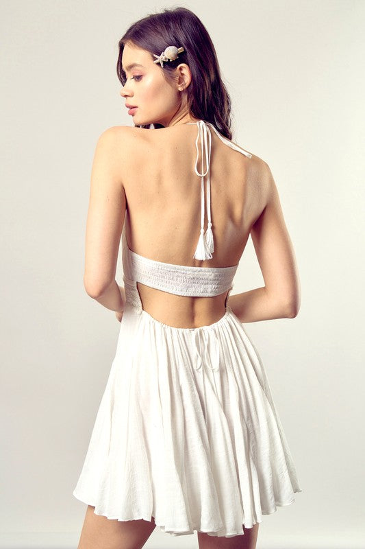 Wait For Me Lace Trim with Back Drawstring Dress