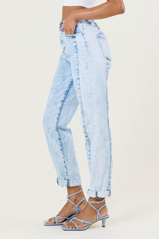 Tommy High-Rise Color Block Boyfriend Jeans