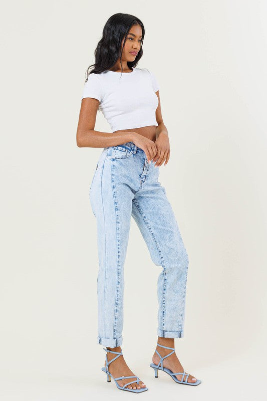 Tommy High-Rise Color Block Boyfriend Jeans