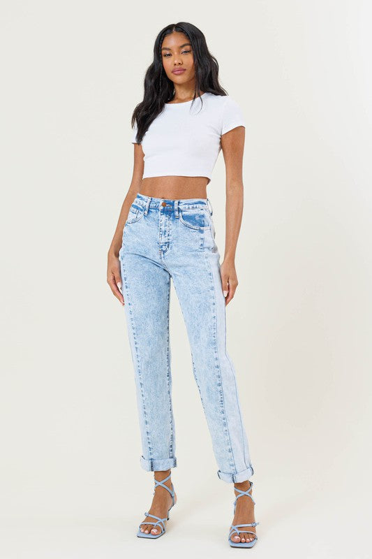 Tommy High-Rise Color Block Boyfriend Jeans