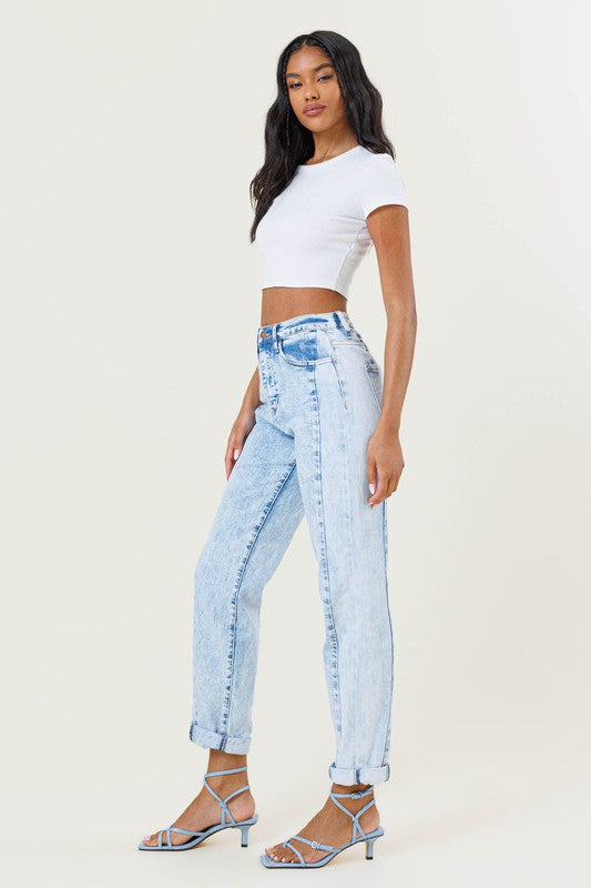 Tommy High-Rise Color Block Boyfriend Jeans