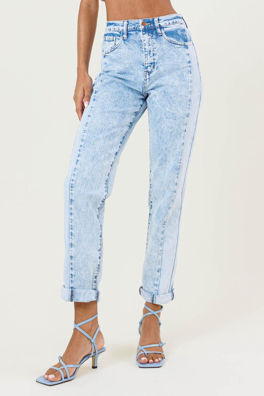 Tommy High-Rise Color Block Boyfriend Jeans