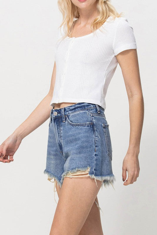 Vervet Distressed Rigid Mom Shorts