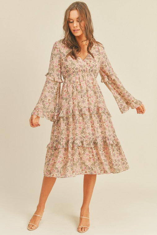 Alison Floral Print Midi Dress