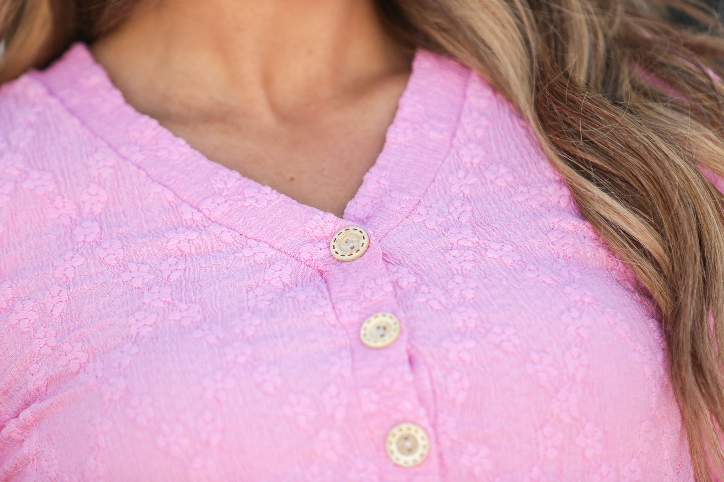 Floral Textured V Neck