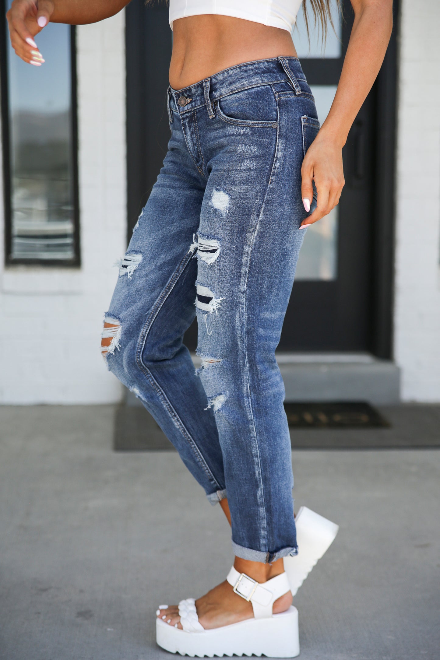 Kancan Boyfriend Mid Rise Jeans