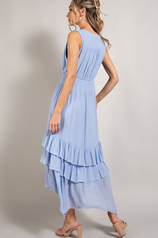 Flirtatious V-Neck Ruffle Maxi Dress