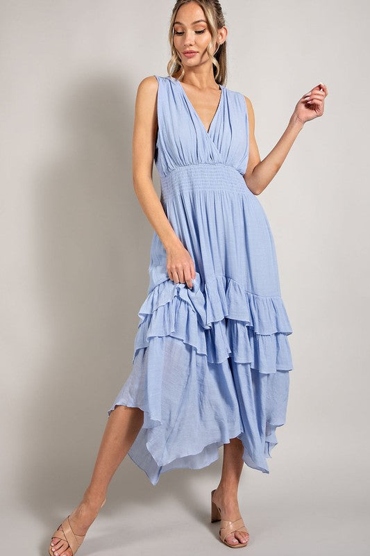 Flirtatious V-Neck Ruffle Maxi Dress