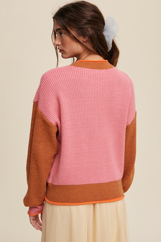 Harper Color Block Ribbed Knit Sweater