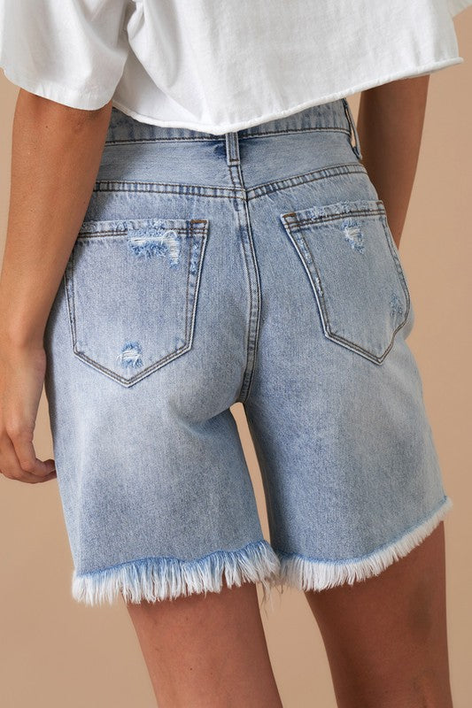 Aiden High Rise Bermuda Denim Shorts