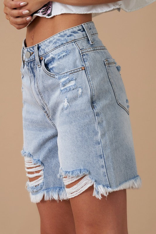 Aiden High Rise Bermuda Denim Shorts