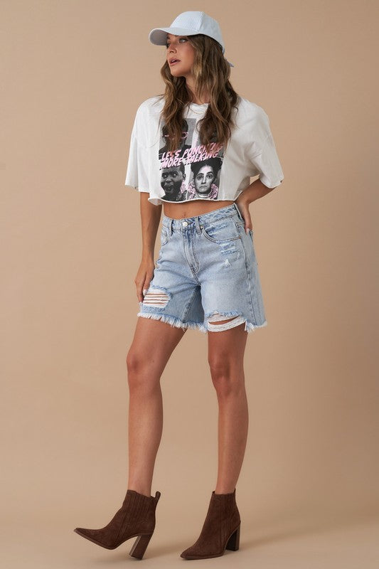 Aiden High Rise Bermuda Denim Shorts