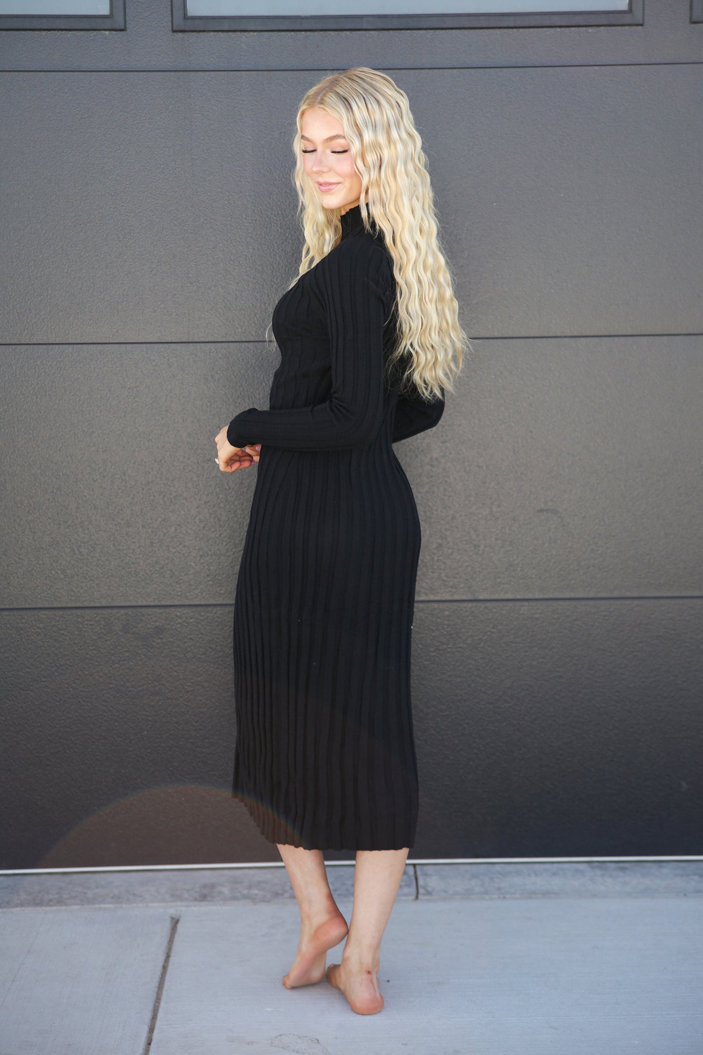 Amelia Ribbed Mock Neck Dress