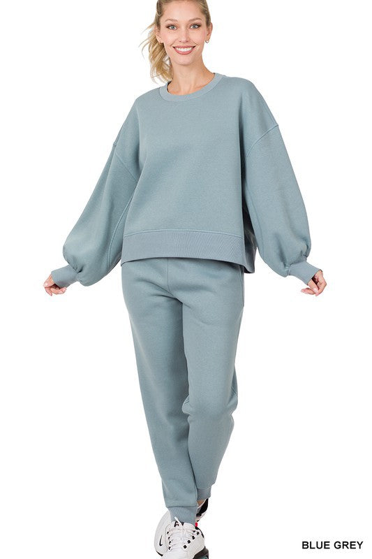 Adley Balloon Sleeve Sweatshirt & Sweatpants Set