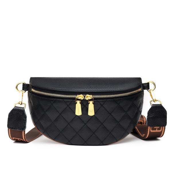 Hallie Quilted Leather Crescent Sling Bag