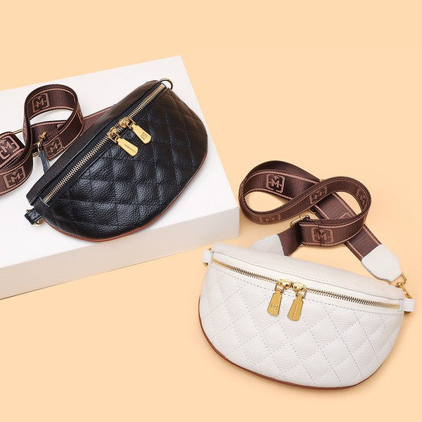 Hallie Quilted Leather Crescent Sling Bag