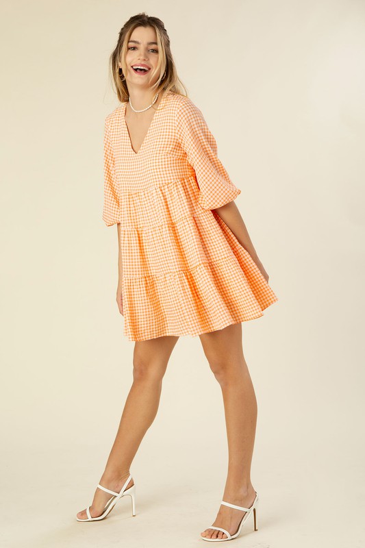 Hudson Gingham Checked Tiered Dress