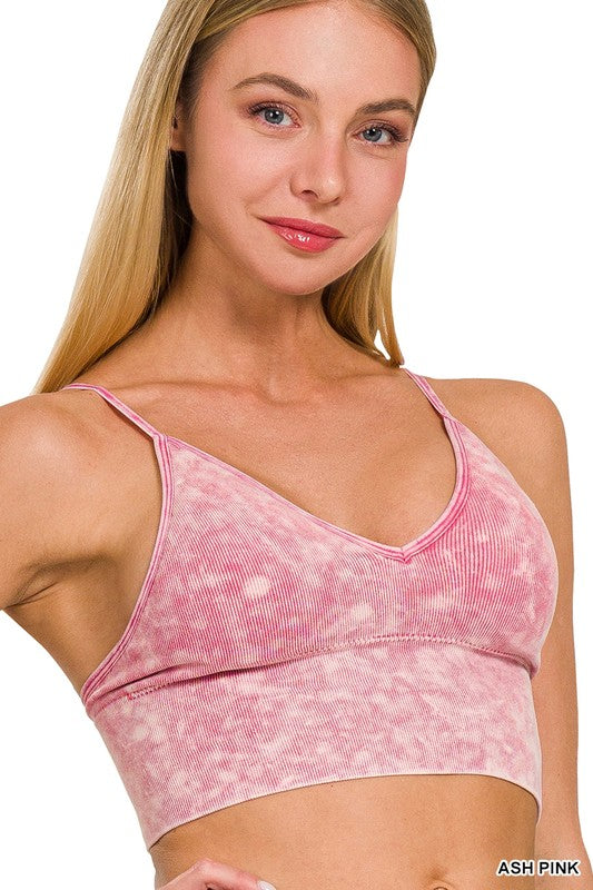 Carmen Washed Ribbed Bra Padded Tank Top