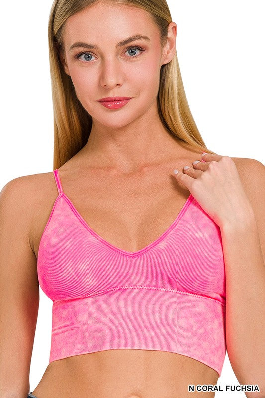 Carmen Washed Ribbed Bra Padded Tank Top