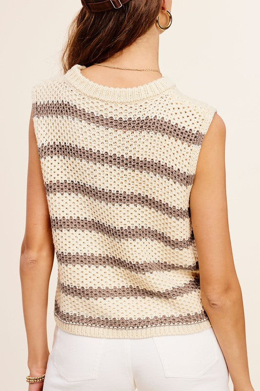 Natalie Chunky Stripe Sleeveless Sweater Top