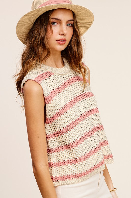 Natalie Chunky Stripe Sleeveless Sweater Top