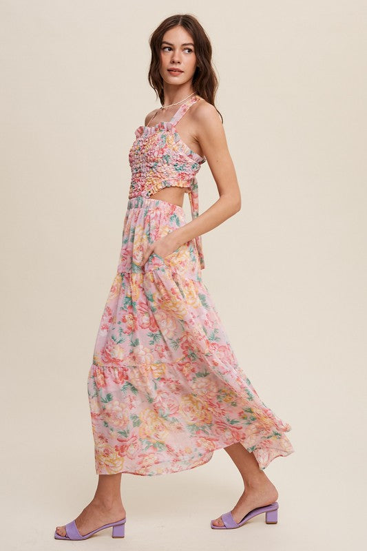 Rory Floral Textured Two-Piece Maxi Dress