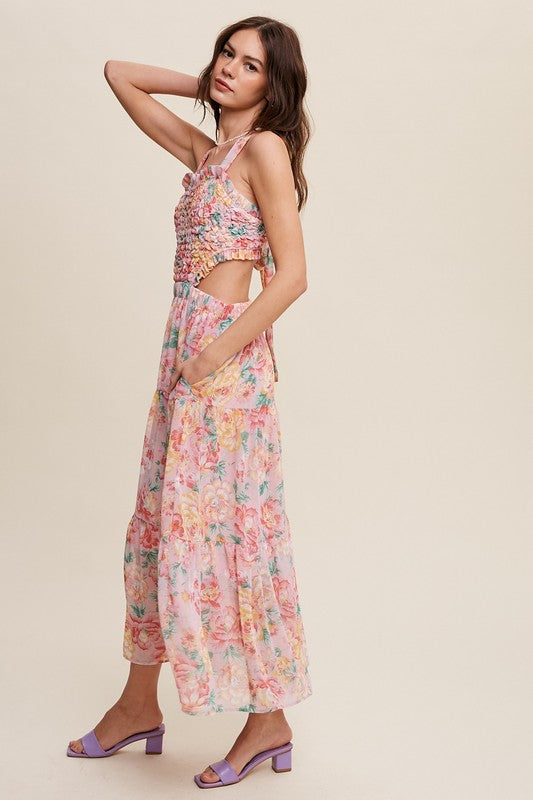 Rory Floral Textured Two-Piece Maxi Dress