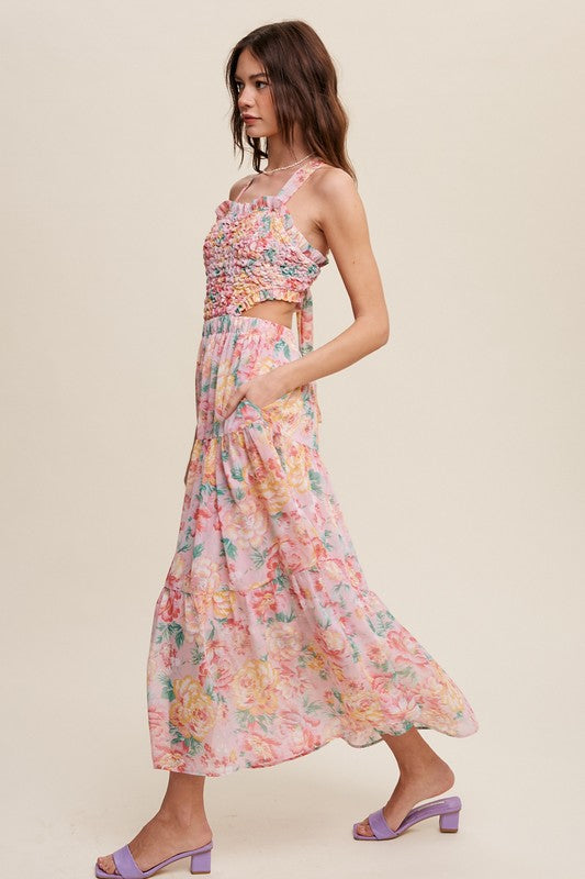 Rory Floral Textured Two-Piece Maxi Dress