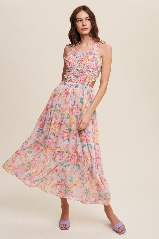 Rory Floral Textured Two-Piece Maxi Dress