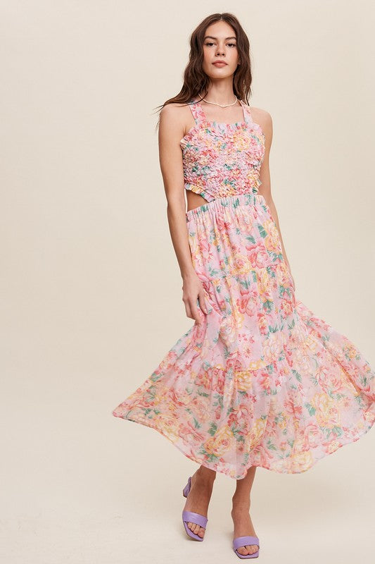 Rory Floral Textured Two-Piece Maxi Dress